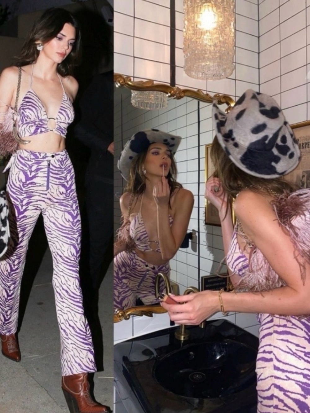 I.AM.GIA Kiki Crop Top Purple Zebra Halter Open Back Medium
